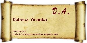 Dubecz Aranka névjegykártya