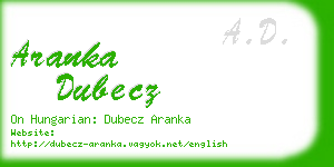 aranka dubecz business card